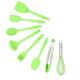 ESSBES Silicon Mini Kitchen Utensils set of 8 Small Kitchen Tools Nonstick Cookware with Hanging Hole (green)