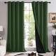 Deconovo Thermal Door Curtains for Living Room, Energy Efficient Full Blackout Curtains Drapes with Black Liner, Eyelet Curtains, 55 x 114 Inch(Width x Length), Green, 1 Pair