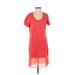 Tommy Bahama Casual Dress - Shift Scoop Neck Short sleeves: Orange Print Dresses - Women's Size Small