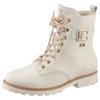 Winterboots REMONTE, Damen, Gr. 45, weiß, Leder, klassisch, Schuhe, Blockabsatz, Schnürboots, Outdoorschuh mit Zierschnalle