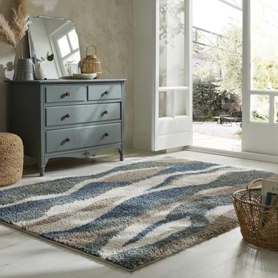 Hochflor-Teppich FLAIR RUGS "STREAM", blau, B:200cm H:30mm L:290cm, Kunstfaser, Teppiche Image