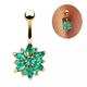Belly Button Ring~ Body Jewellery~ 14 Gauge Barbell~ Bars Emerald Green Floral Ring