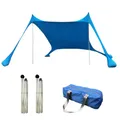 Grande tente pare-soleil de plage familiale avec poteaux ing.org ombrage extérieur 98% UV camping