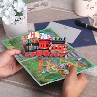 3D Zug Geburtstag Geschenk Karte Pop Up Grußkarten für Kinder Frau Mann