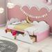 Twin Size Daybed with 2 Drawers, Wood Daybed Frame Plarform Bed with Clouds and Rainbow/Crescent Moon/Sunflower Decor for Kids