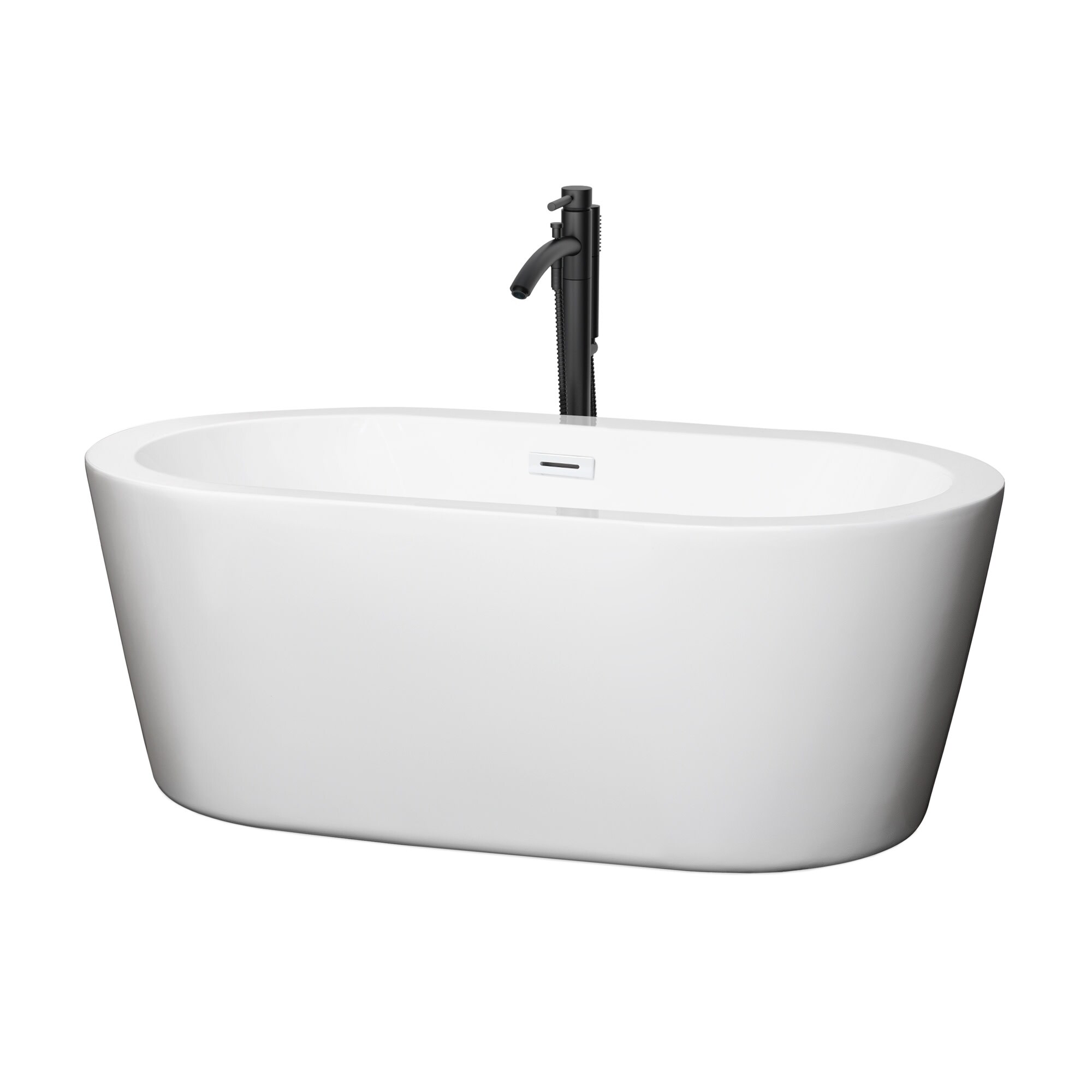 Wyndham Collection Mermaid 60" Free Standing Acrylic Soaking Tub with