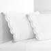 Percale Double Scalloped Embroidered Pillowcase and Sham Cover Set