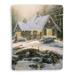 Thomas Kinkade Winter Light Cottage Sherpa Throw Blanket By Laural Home