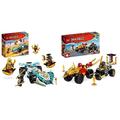 LEGO 71789 NINJAGO Verfolgungsjagd Set mit Kais Flitzer und Ras' Motorrad & 71791 NINJAGO Zanes Drachenpower-Spinjitzu-Rennwagen