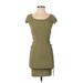 Topshop Casual Dress - Bodycon Scoop Neck Short sleeves: Green Print Dresses - Women's Size 2