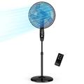 Emperial 16-Inch Pedestal Fan with Remote Control and LED Display - 3 Speed, 4 Modes, 7.5 Hour Timer, 80° Oscillation, Adjustable Height & Pivoting Fan Head
