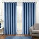 HOMESCAPES Blue Velvet Blackout Curtains 66" x 54" (168 x 137 cm) Eyelet Thermal Insulated Curtains with 100% Ultra Blackout 3 Pass Coating Fully Lined Readymade Curtains