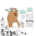 Harriet Bee Kaluza Cute Bear w/ Little Bunny Staying In Spring Plants On Canvas by Mashastarus Graphic Art Canvas in Black/Brown | Wayfair