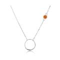 Orange Garnet Necklace-Spessartite Garnet Necklace-Open Circle Necklace-Karma Necklace-Asymmetrical Sideway Necklace-Mother Daughter