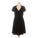 CATHERINE Catherine Malandrino Casual Dress - A-Line V Neck Short sleeves: Black Print Dresses - Women's Size Medium