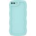 iPhone 8 Plus Case iPhone 7 Plus Case Wave Curly Frame Design for Women Girls Cute Wavy Solid Color Aesthetic Phone Case Soft Flexible TPU Shockproof Full-Body Protective Case Cover Mint