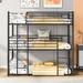 Black Separable Twin-Twin-Twin Metal Frame Triple Bunk Bed with Built-in Ladder, Total 3 Metal Twin Beds