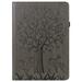 Dteck Tree Embossed Wallet Case for Amazon Kindle Fire Max 11 Case (13th Generation 2023 Release) 11 Shockproof PU Leather Folio Flip Stand Card Holder Cover with Elastic Band & Pen Holder Gray