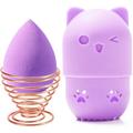 Makeup Sponge Holder Beauty Sponge Holder Cosmetic Sponge Case Beauty Egg Holder Beauty Blender Holder Makeup Blender Travel Case Beauty Egg Powder Puff Drying Stand & Travel Case (Light Purple)