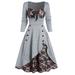 Womens Dresses V Neck Long Sleeve Lace Tie Front Slim Ruffle Court Victorian Roleplay Dress