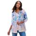 Plus Size Women's Printed 2-Piece Tank and Jacket Set by Roaman's in Cool Floral Print (Size 30/32)