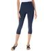 Plus Size Women's Lace-Trim Essential Stretch Capri Legging by Roaman's in Navy (Size 38/40)