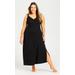 Lace Trim Maxi Sleep Dress - black