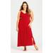 Lace Trim Maxi Sleep Dress - red