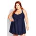 Halter Back Swim Dress - navy