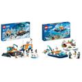 LEGO 60378 City Arktis-Schneepflug mit mobilem Labor & 60377 City Meeresforscher-Boot Spielzeug, Set enthält EIN Korallenriff