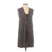 Splendid Casual Dress - Shift Plunge Sleeveless: Gray Print Dresses - Women's Size X-Small