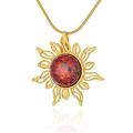AMBEDORA Women's Necklace Sunshine with Amber, Gold Plated Sterling Silver, Round Baltic Amber in Cognac Colour, Gold Plated Pendant with Chain
