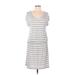 Soft Joie Casual Dress - Shift Scoop Neck Short sleeves: Gray Print Dresses - Women's Size Large