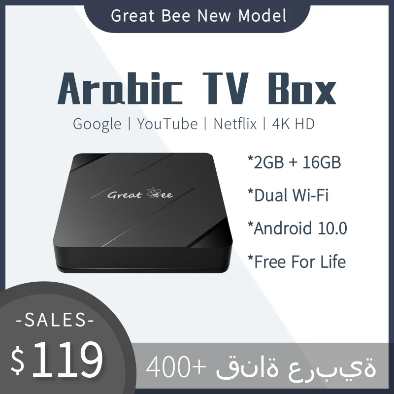 Große Biene arabische TV-Box, beliebteste Android 4k 2g 16g Set-Top-Box, stabilste Media Player Satelliten empfänger Image