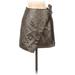 Express Casual Mini Skirt Mini: Gray Leopard Print Bottoms - Women's Size 00
