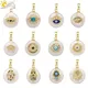 CSJA Coin Freshwater Pearl Pendants Small Size Evil Eye Hamsa Fatima Hand Zircon Gold Color Necklace