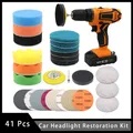 41PCS Car Headlight Restoration Kit 3 Inch Car Polishing Sanding Discs with 1/4 Inch Shank Backing