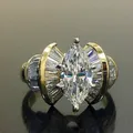 Huitan Romantic Women Finger Ring Gold Color Shiny Marquise CZ Creative Design Female Party Ring