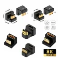 360 Degree Angled U-shaped L Converter Mini HDMI Male to HDMI-compatible 2.1V Female Extension 4K 5K