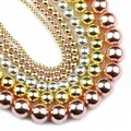 Rose Gold Color Silver Plated Round Hematite beads Natural Stone 2~10mm Loose beads Jewelry