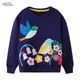 Little maven Girls 2024 New Sweatshirts Animal Birds with Flowers Embroidery Baby Girls Long Sleeve