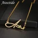 Atoztide Personalized Custom Zircon Letter Name Necklace for Women Stainless Steel Pendant Link