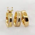 High Quality 3pcs Marriage Wedding Engagement Rings Set For Couples cz Diamond 18k gold plated