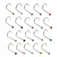 20pcs/lot Crystal Rhinestone Stainless Steel Nose Studs Hooks For Women Surgical Steel Nose Ring Bar