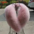 Winter Real Fox Fur Collar 100% Genuine Natural Pink Scarf Scarves Women Large Size Wraps Neck