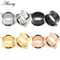 Alisouy 2pc DIY Dangle Double Flared Stainless Steel Ear Plugs Piercing Screw Tunnels Stretchers