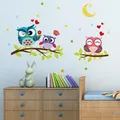 Wallpaper Sticker Happy Removable Waterproof Cartoon Animal Owl Wall Kids Home Decor Wallpapers for