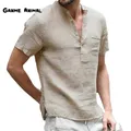 Summer Men's Short-Sleeved T-shirt Cotton Tee Linen Casual Men's T-shirt Male Breathable Tops S-5XL