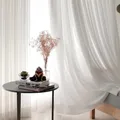 3 Colors Elegant Super Soft Beige Cream White Window Tulle Wave Curtains for Living Room Big Chiffon