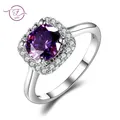 Hot Purple Amethyst Ring Brand Jewelry Ladies 925 Sterling Silver 8MM Round Rings High Quality